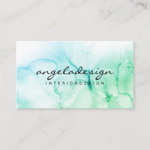 Greenery Hand Painted Natte Waterverf Ombre Splash Visitekaartje