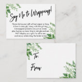 Greenery Handwriting zeggen nee tegen het ompakken Informatiekaartje (Voorkant / Achterkant)