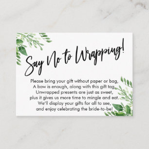 Greenery Handwriting zeggen nee tegen het ompakken Informatiekaartje