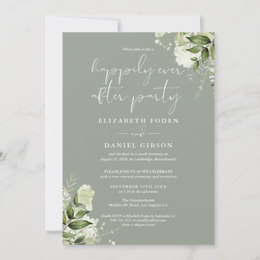 Greenery Happily Ever After Eloped Wedding Photo Kaart (Voorkant)