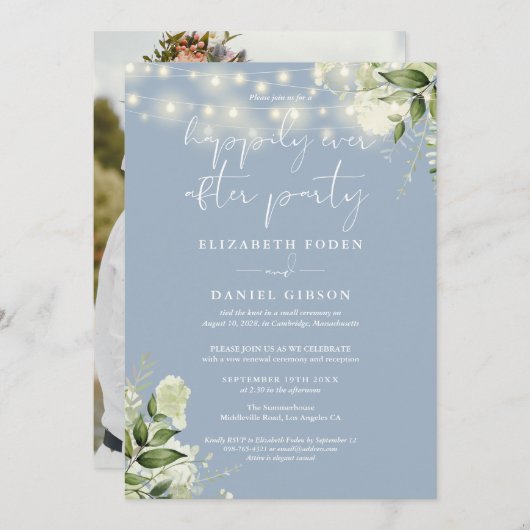 Greenery Happily Ever After Eloped Wedding Photo Kaart (Voorkant / Achterkant)