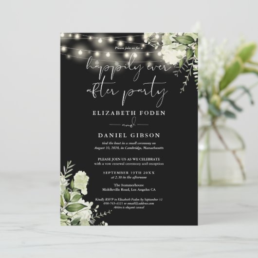 Greenery Happily Ever After Party Wedding Vows Kaart (Staand voorkant)