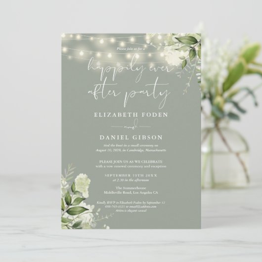 Greenery Happily Ever After Party Wedding Vows Kaart (Staand voorkant)
