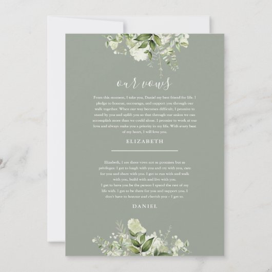 Greenery Happily Ever After Party Wedding Vows Kaart (Achterkant)