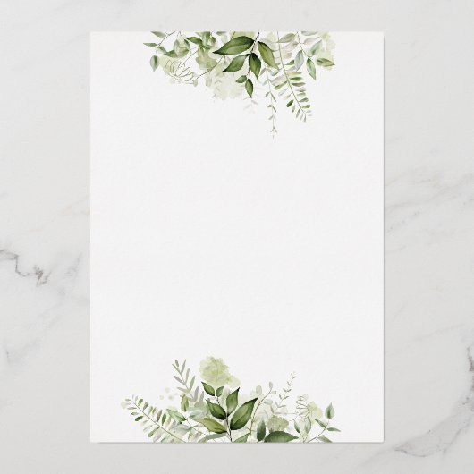 Greenery Hearts Script Calligraphy Weddenschap Gol Folie Uitnodiging (Achterkant)