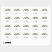 Greenery Herbal Wedding Classic Round Sticker (Vel)