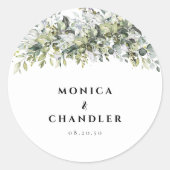Greenery Herbal Wedding Classic Round Sticker (Voorkant)