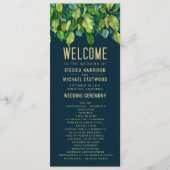Greenery Herfst Green Gold Leaves Foliage Wedding Programmakaart (Voorkant)