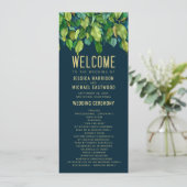 Greenery Herfst Green Gold Leaves Foliage Wedding Programmakaart (Staand voorkant)