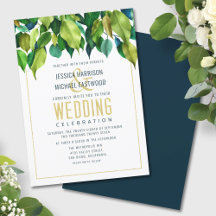 Greenery Herfst Green Gold Leaves Modern Wedding