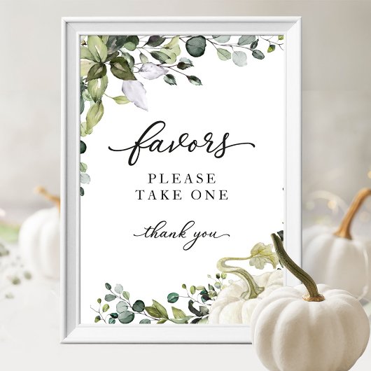 Greenery Herfst Pumpkin Baby shower Favors Sign Poster