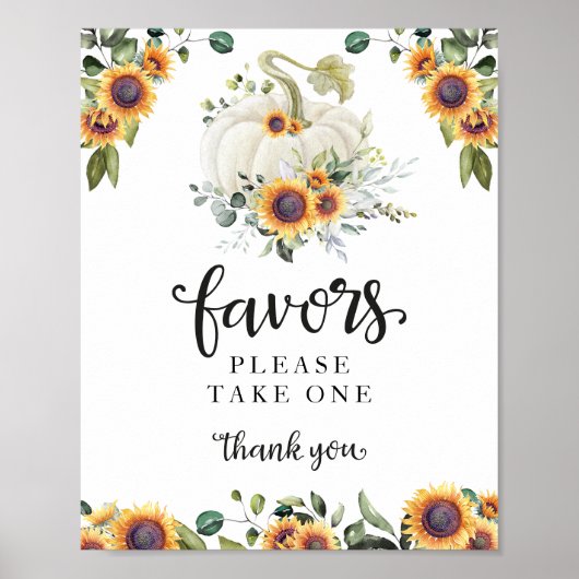 Greenery Herfst Pumpkin Baby shower Favors Sign Poster (Voorkant)