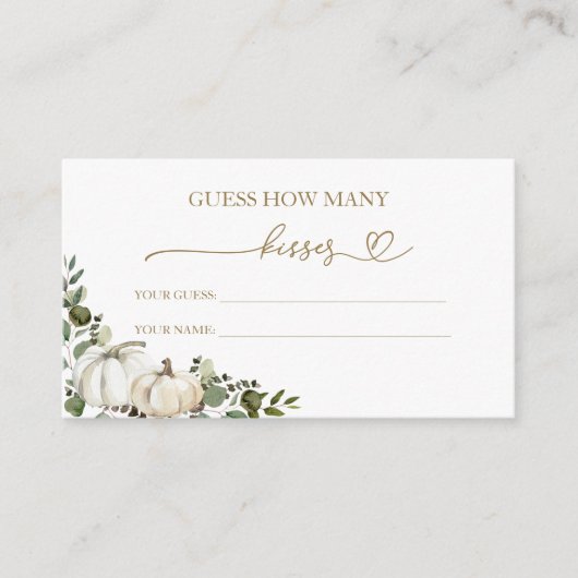 Greenery Herfst raad eens hoeveel kussen bruidsspe Informatiekaartje (Voorkant)