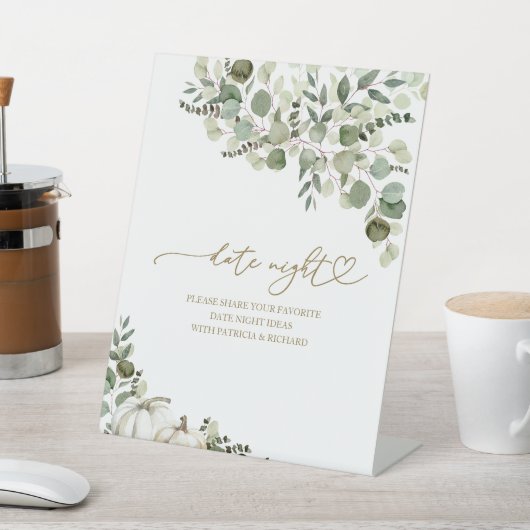 Greenery Herfst Vrijgezellenfeest Datum Night Jar  Reclamebord Met Voetstuk (Insitu)