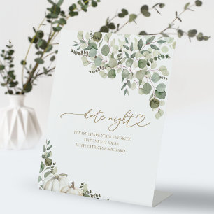 Greenery Herfst Vrijgezellenfeest Datum Night Jar  Reclamebord Met Voetstuk