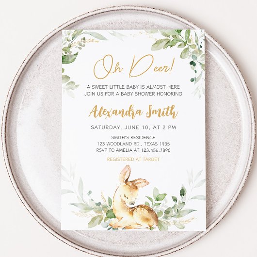 Greenery Herten Baby shower Kaart
