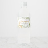 Greenery Herten Baby shower Waterfles Etiket (Voorkant)
