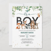 Greenery Het is een Baby shower van padlanddieren  Kaart (Voorkant)