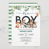 Greenery Het is een Baby shower van padlanddieren Kaart (Voorkant / Achterkant)