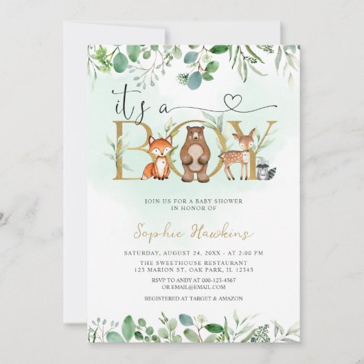 Greenery Het is een Baby shower van padvinders Kaart (Voorkant)