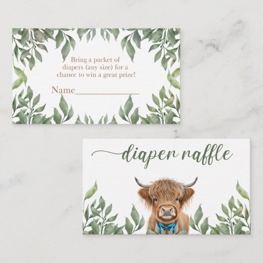 Greenery Highland Koe luierloterij Informatiekaartje (Voorkant / Achterkant)