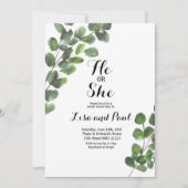 Greenery Hij of zij Gender Reveal Uitnodiging (Voorkant)