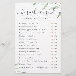 Greenery Hij zei dat ze vrijgezellenfeest spel zei