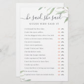 Greenery Hij zei dat ze vrijgezellenfeest spel zei (Voorkant / Achterkant)