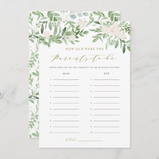 Greenery hoe oud het Baby shower van de ouders was Informatiekaartje (Voorkant / Achterkant)