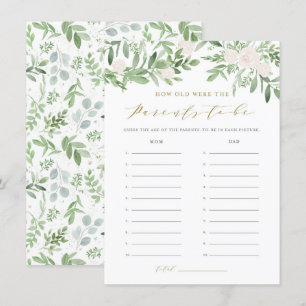 Greenery hoe oud het Baby shower van de ouders was Informatiekaartje
