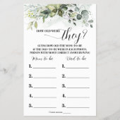 Greenery Hoe oud waren ze Baby shower Game Kaart (Voorkant)