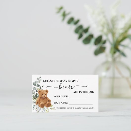 Greenery Hoeveel Gummy Beren Shower Game Kaart Plaatskaartje (Staand voorkant)