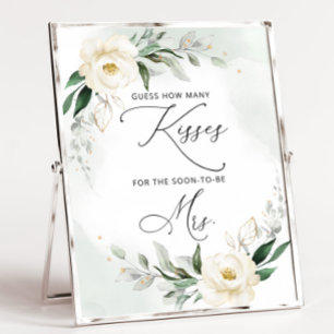 Greenery hoeveel kisses vrijgezellenfeest game pos poster