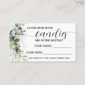 Greenery Hoeveel Snoepjes Baby shower game card Plaatskaartje (Voorkant)
