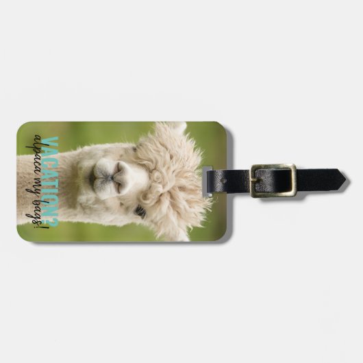 Greenery Holiday Vacation Alpaca Bagagelabel (Voorkant horizontaal)