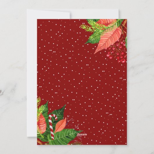 Greenery Holly Berries Peace and Love Photo Feestdagenkaart (Achterkant)