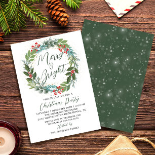 Greenery Holly Berries Wreath kerstparty Kaart