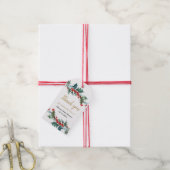 Greenery holly rood gouden kerst baby shower cadeaulabel (Met Touw)