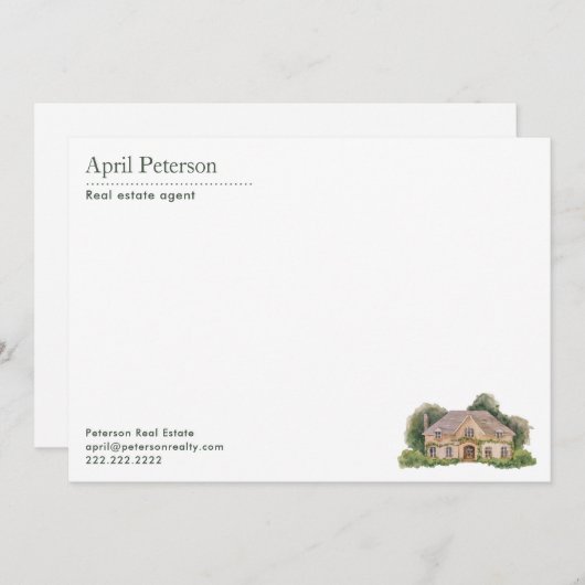 Greenery Home Personalized Realtor Stationery Notitiekaartje (Voorkant / Achterkant)