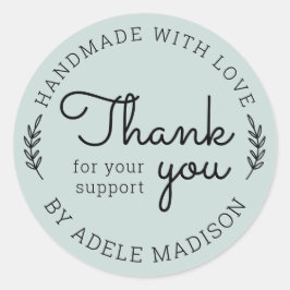 Greenery Homemade with Love Bedankt Ronde Sticker