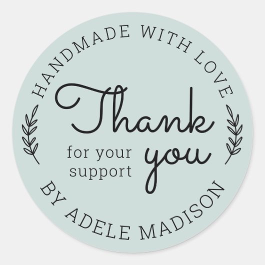 Greenery Homemade with Love Bedankt Ronde Sticker (Voorkant)