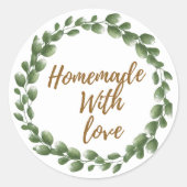 Greenery 'Homemade with Love' Round Sticker (Voorkant)
