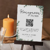 Greenery Honeymoon Fund QR Code Sign, bruiloft Kaart