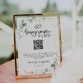 Greenery Honeymoon Fund QR Code Sign, bruiloft Kaart