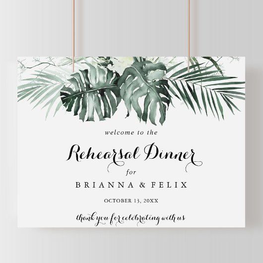 Greenery Horizontal Rehearsal Dinner Welcome Poster