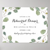 Greenery Horizontal Rehearsal Dinner Welcome Sign Poster (Voorkant)
