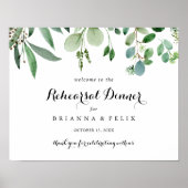 Greenery Horizontal Rehearsal Dinner Welcome Sign Poster (Voorkant)
