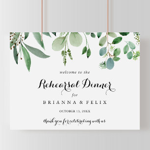 Greenery Horizontal Rehearsal Dinner Welcome Sign Poster