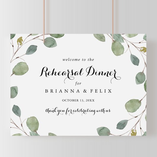 Greenery Horizontal Rehearsal Dinner Welcome Sign Poster