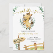 Greenery Horse Saddle Up Birthday Invitation Kaart (Voorkant)